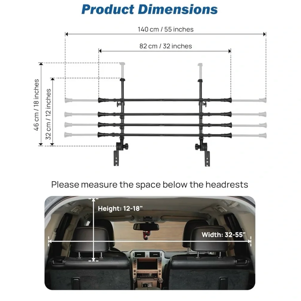 Adjustable Black Vehicle Pet Barrier - Secure Dog Cargo Partition
